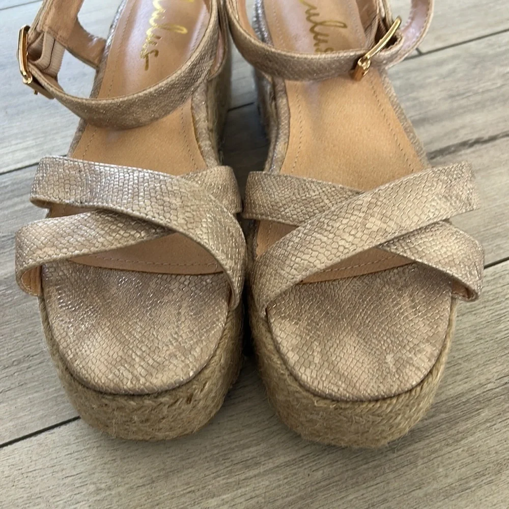 Lulus Cobi Beige Snake Espadrille Platform Sandals size 8.5 new